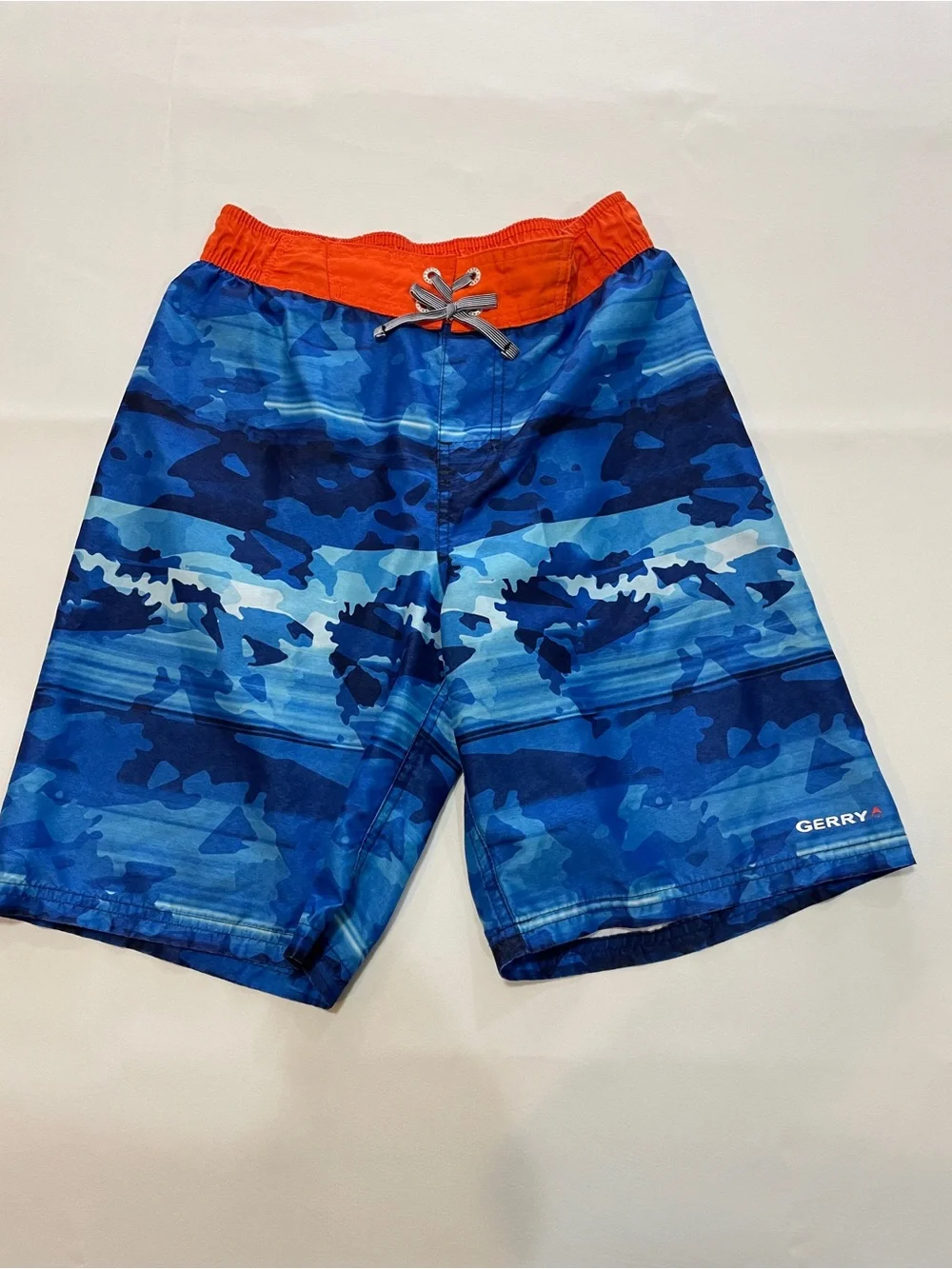 Gerry Blue Camo Swim Trunks with Orange Waistband